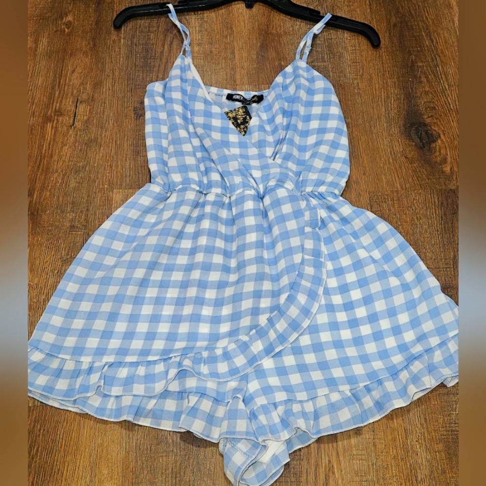Blue Gingham Jumpsuit - Picture 3 of 5